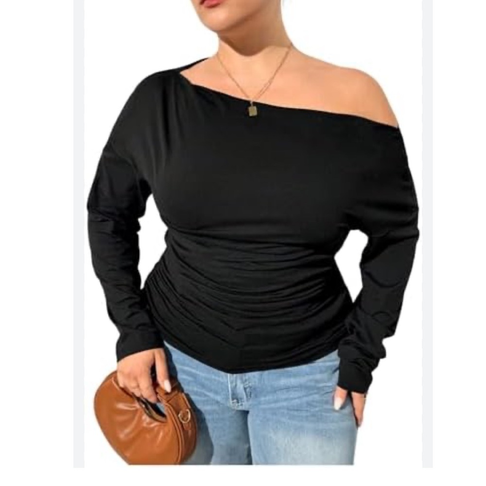 SHEIN Women Casual Drape Shoulder Top